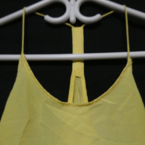 H&M | size 8 | Pastel Yellow Stylish Spaghetti Strap Chiffon Top | Camisole - Picture 3 of 13